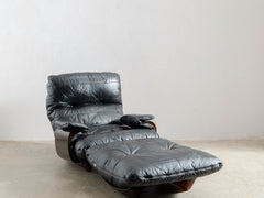 Marsala Leather Armchair with Ottoman