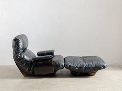 Marsala Leather Armchair with Ottoman