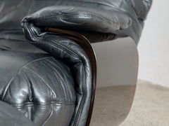 Marsala Leather Armchair with Ottoman