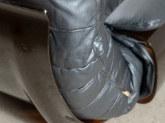 Marsala Leather Armchair with Ottoman