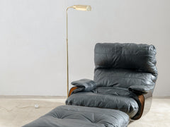 Marsala Leather Armchair with Ottoman