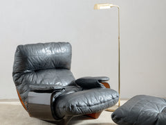 Marsala Leather Armchair with Ottoman