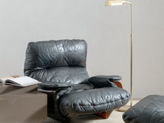 Marsala Leather Armchair with Ottoman