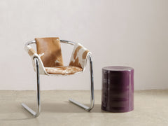 Chrome Cantilever Armchair in Cowhide