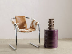 Chrome Cantilever Armchair in Cowhide