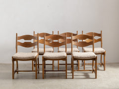 1960s French Brutalist Razorback Dining Chair in Oak