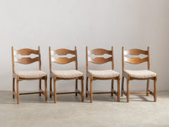 1960s French Brutalist Razorback Dining Chair in Oak
