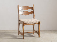 1960s French Brutalist Razorback Dining Chair in Oak