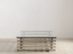 1970s French Chrome & Glass Coffee Table