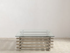 1970s French Chrome & Glass Coffee Table