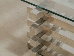 1970s French Chrome & Glass Coffee Table