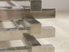 1970s French Chrome & Glass Coffee Table