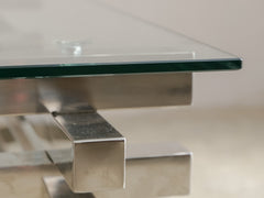 1970s French Chrome & Glass Coffee Table