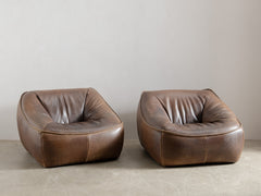 Ringo Armchair in Brown Leather by Gerard van den Berg