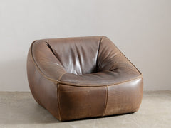 Ringo Armchair in Brown Leather by Gerard van den Berg