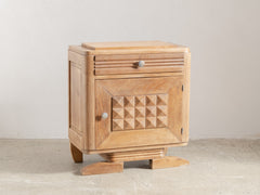 1950s French Brutalist Bedside Table in Solid Oak