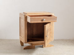 1950s French Brutalist Bedside Table in Solid Oak