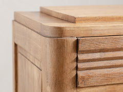 1950s French Brutalist Bedside Table in Solid Oak