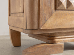 1950s French Brutalist Bedside Table in Solid Oak