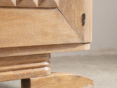 1950s French Brutalist Bedside Table in Solid Oak