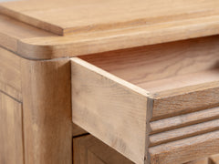 1950s French Brutalist Bedside Table in Solid Oak