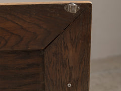 1950s French Brutalist Bedside Table in Solid Oak