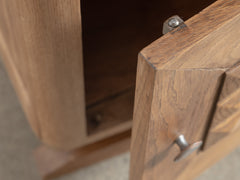 1950s French Brutalist Bedside Table in Solid Oak