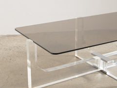 Italian Smoked Glass and Lucite Coffee Table