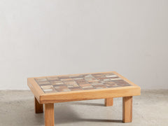 1960s-70s La Borne Tiled Coffee Table in Pine