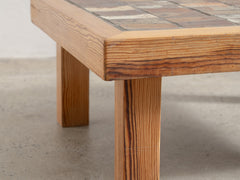 1960s-70s La Borne Tiled Coffee Table in Pine