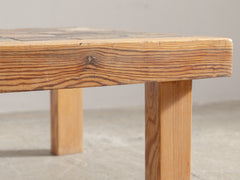1960s-70s La Borne Tiled Coffee Table in Pine