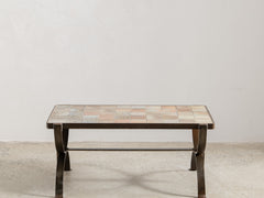 1960s-70s La Borne Tiled Coffee Table in Iron