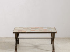 1960s-70s La Borne Tiled Coffee Table in Iron
