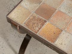 1960s-70s La Borne Tiled Coffee Table in Iron