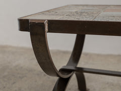 1960s-70s La Borne Tiled Coffee Table in Iron