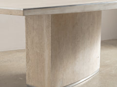 1970s Willy Rizzo Travertine Dining Table