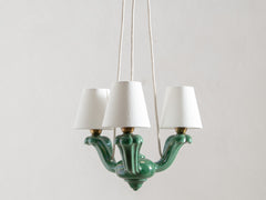 Mid Century French Ceramic 3-Arm Chandelier
