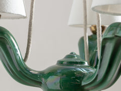 Mid Century French Ceramic 3-Arm Chandelier
