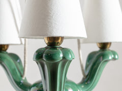 Mid Century French Ceramic 3-Arm Chandelier