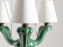 Mid Century French Ceramic 3-Arm Chandelier