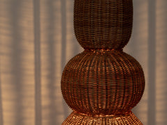 1980s Italian Floor Lamp in Woven Midollino