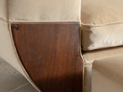 1930s Art Deco Club Chair & Ottoman in Almond Velvet