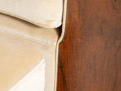 1930s Art Deco Club Chair & Ottoman in Almond Velvet