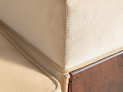 1930s Art Deco Club Chair & Ottoman in Almond Velvet