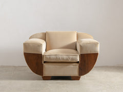1930s Art Deco Club Chair in Almond Velvet