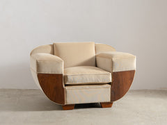 1930s Art Deco Club Chair in Almond Velvet