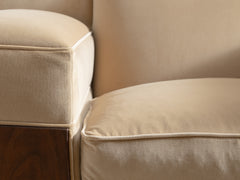 1930s Art Deco Club Chair in Almond Velvet