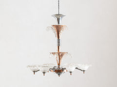 1930s French Six-Arm Chandelier