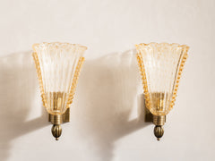 Vintage Art Deco Murano Glass Fluted Sconce