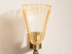 Vintage Art Deco Murano Glass Fluted Sconce